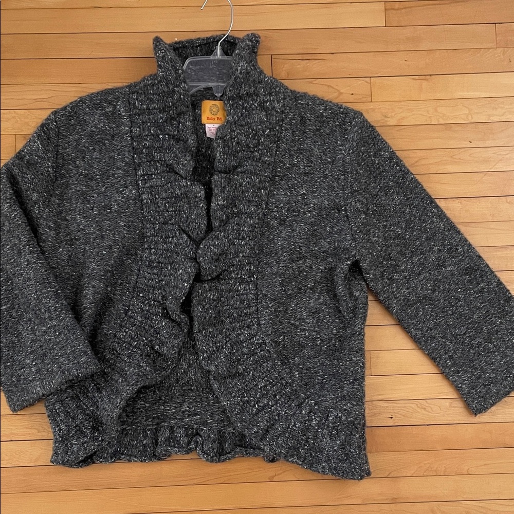 Ruby Rd. Charcoal Ruffled Cardigan - image 5